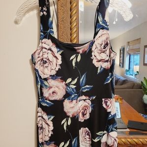 NEW Kaileigh Floral Maxi Dress Black Pink Square Neck Sleeveless